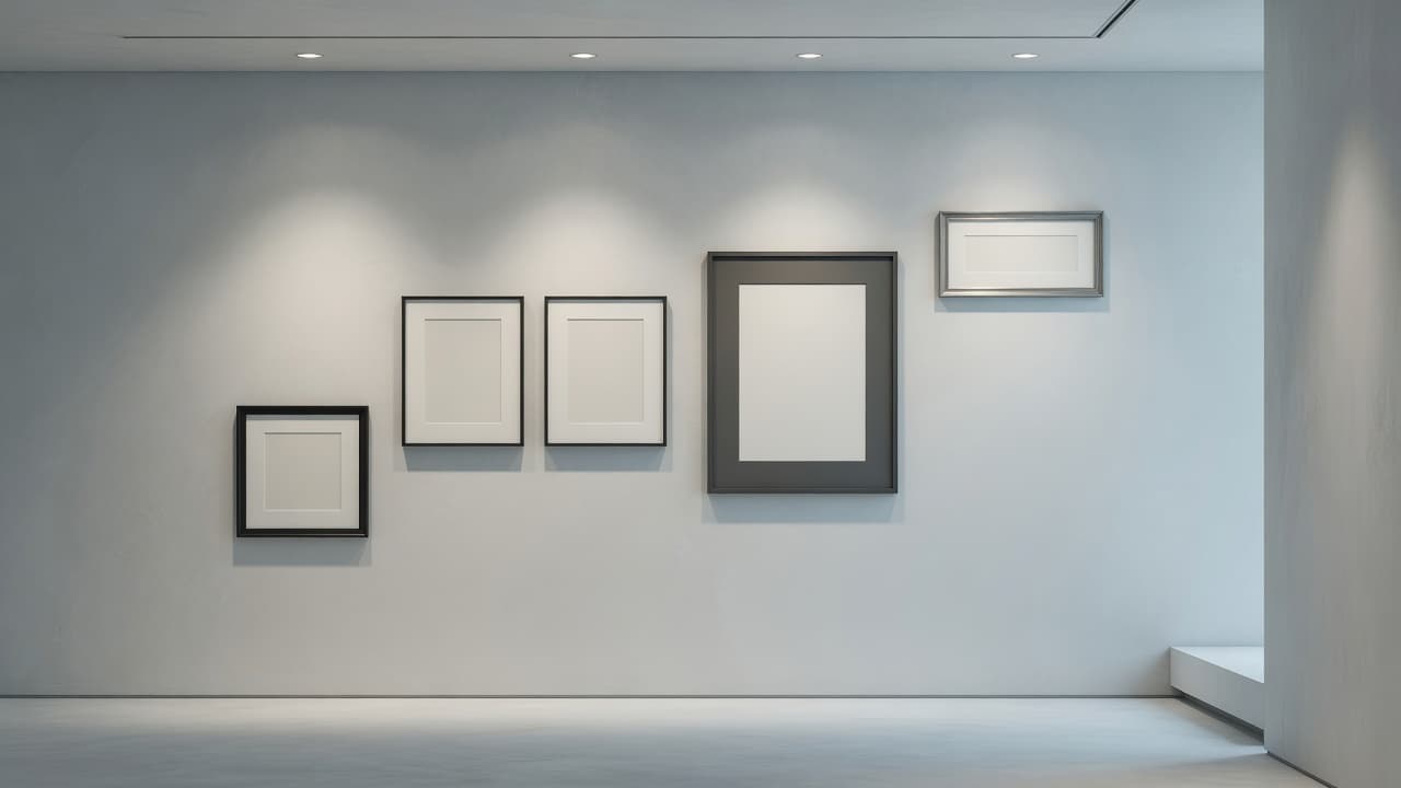 Gallery wall with framed works